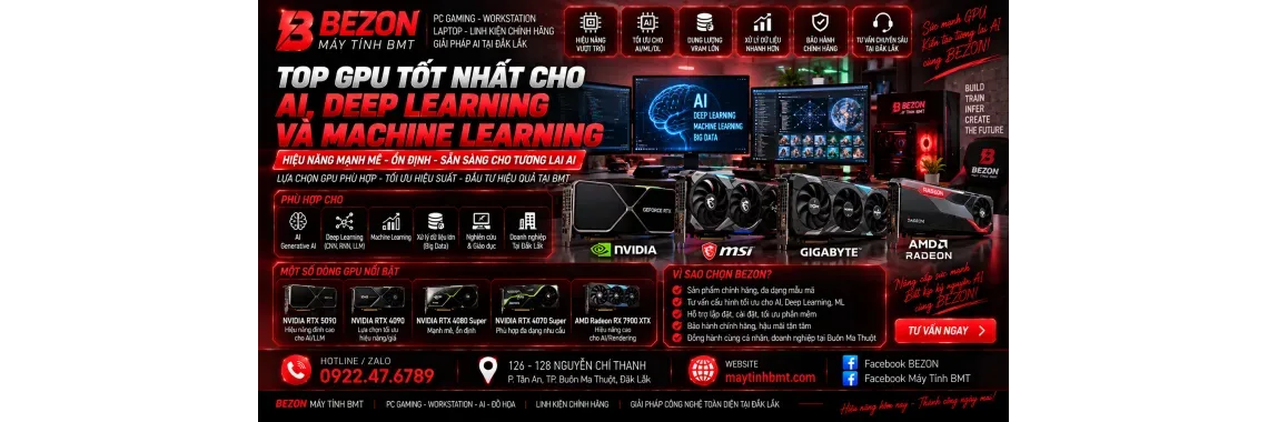 Top GPU Tốt Nhất Cho AI, Deep Learning và Machine Learning