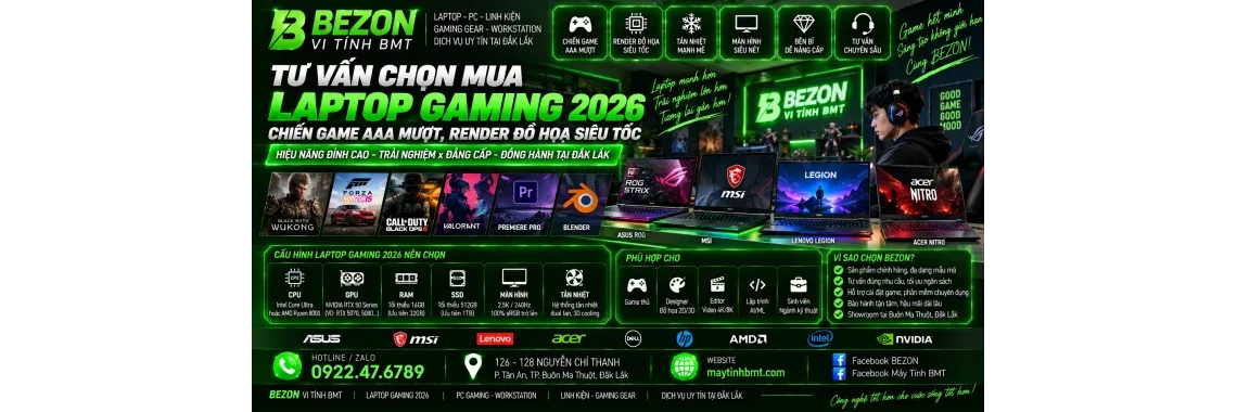 Tư Vấn Chọn Mua Laptop Gaming 2026: Chiến Game AAA Mượt, Render Đồ Họa Siêu Tốc