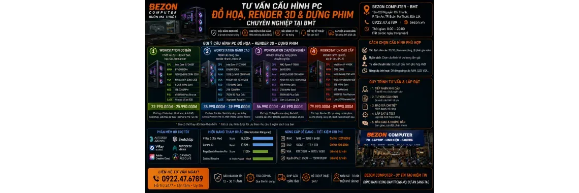 Tư Vấn Cấu Hình PC Đồ Họa, Render 3D & Dựng Phim Chuyên Nghiệp Tại BMT